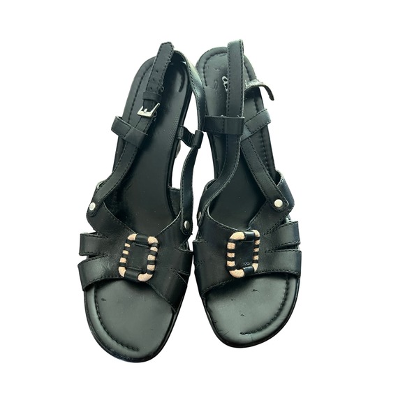 a.n.a. Black Heeled Sandals Women's Size 8.5M Ankle Strap Dressy Cage - Picture 1 of 7